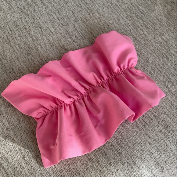 Zara Pink Strapless Ruffled Top - Picture 4 of 4